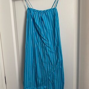 Blue Striped Spaghetti Strap Dress